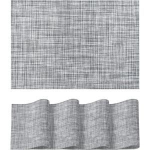 Artoid Mode Pink Vinyl Placemats Set of 4, Washable Heat Resistant Non-Slip Plastic PVC Place Mats for Farmhouse Holiday Party Dining Decor(D-gray)