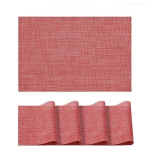 Artoid Mode Pink Vinyl Placemats Set of 4, Washable Heat Resistant Non-Slip Plastic PVC Place Mats for Farmhouse Holiday Party Dining Decor(Red)
