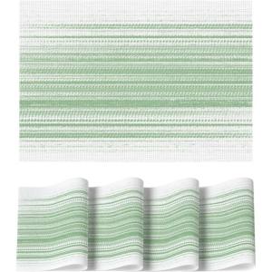 Artoid Mode White Pink Vinyl Placemats Set of 4, Washable Heat Resistant Non-Slip Woven Plastic PVC Easter Place Mats for Farmhouse Holiday Party Kitchen Dining Decor(White/Green)