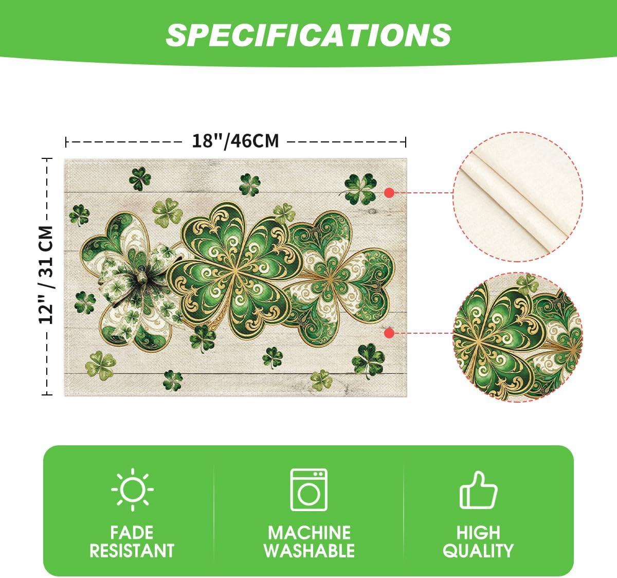 image:imageArtoid Mode Cloisonne Clover Round St Patricks Day Placemats Set of 4 14 Inch Seasonal Spring Shamrocks Table Mats for Kitchen Dining DecorationBeige