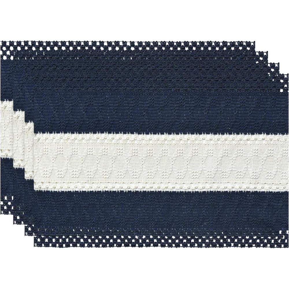 image:imageArtoid Mode Burlap Brown Farmhouse Rustic Placemats Set of 412x18 Inch Seasonal Holiday Hollow Table Mats Party Kitchen Dining DecorationDark Blue