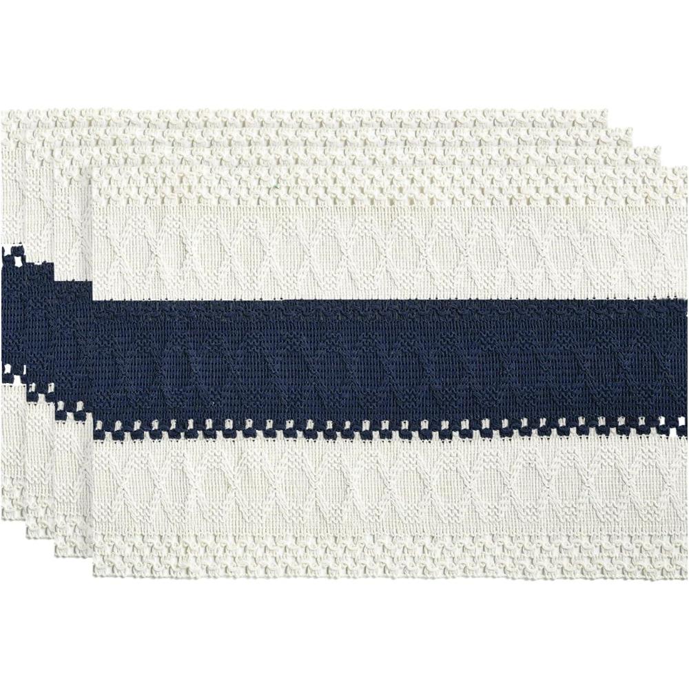 image:imageArtoid Mode Burlap Brown Farmhouse Rustic Placemats Set of 412x18 Inch Seasonal Holiday Hollow Table Mats Party Kitchen Dining DecorationDark Blue1