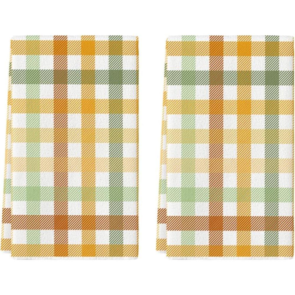 image:imageArtoid Mode Colorful Stripes Fall Kitchen Towels Dish Towels 18x26 Inch Farmhouse Check Decoration Hand Towels Set of 2