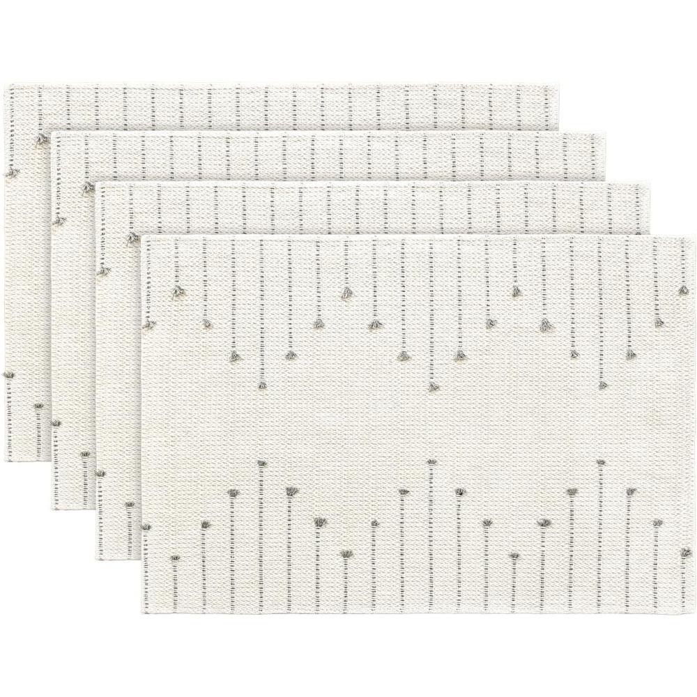 image:imageArtoid Mode Light Grey Farmhouse Woven Rustic Placemats Set of 412x18 Seasonal Holiday Macrame Burlap Kitchen Dining Table Decoration for Home Party DecorLight Grey