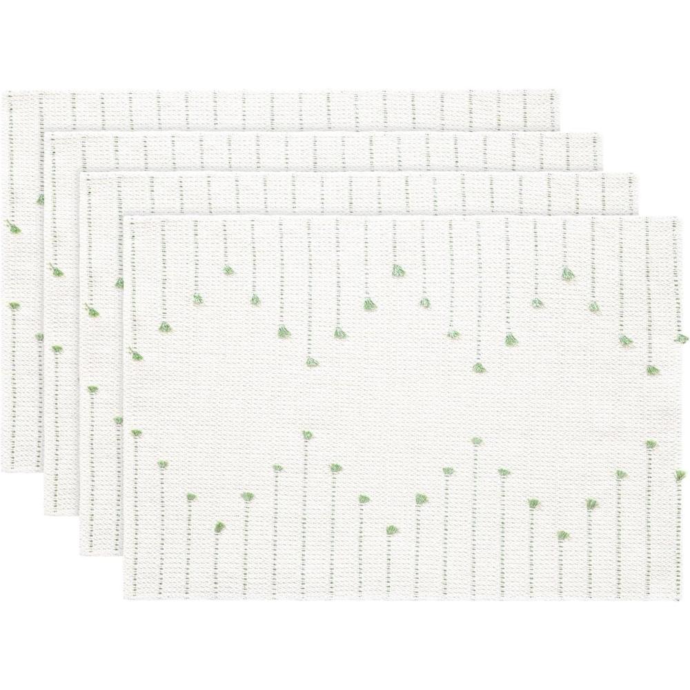 image:imageArtoid Mode Light Grey Farmhouse Woven Rustic Placemats Set of 412x18 Seasonal Holiday Macrame Burlap Kitchen Dining Table Decoration for Home Party DecorSage Green
