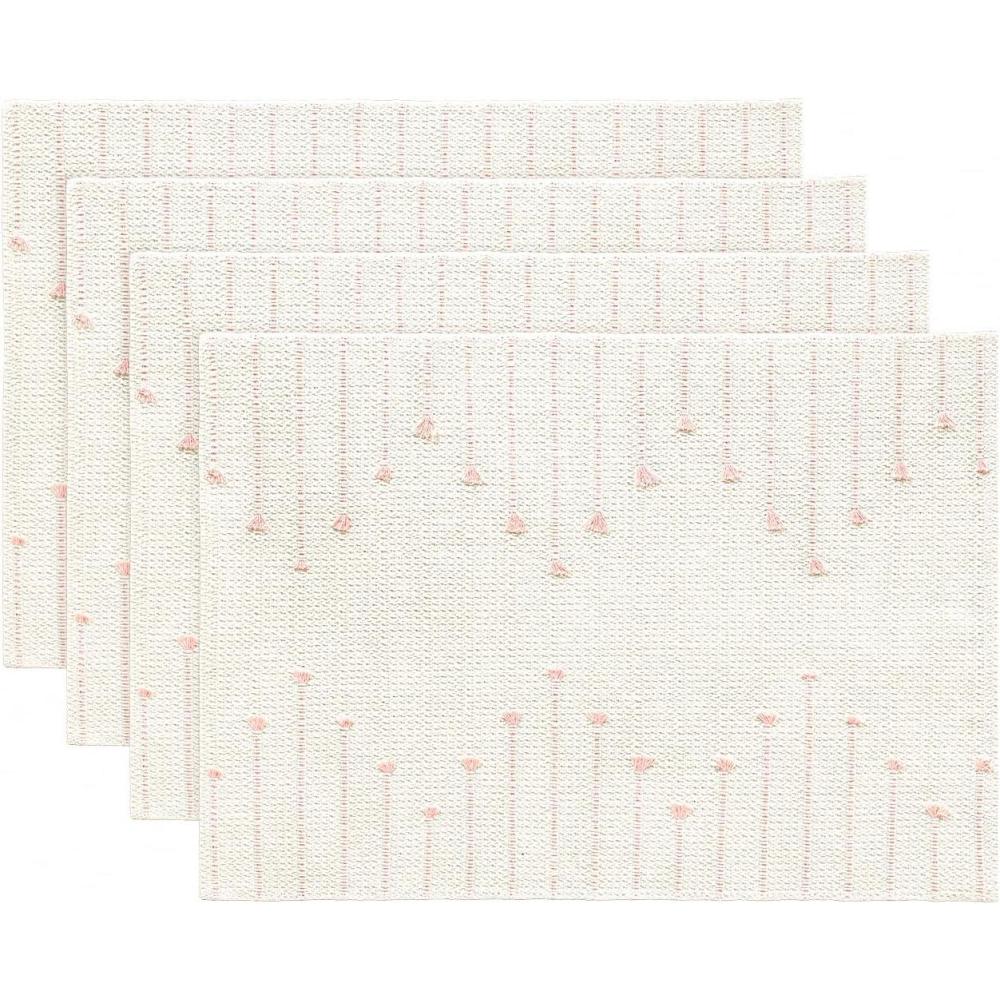 image:imageArtoid Mode Light Grey Farmhouse Woven Rustic Placemats Set of 412x18 Seasonal Holiday Macrame Burlap Kitchen Dining Table Decoration for Home Party DecorPink