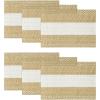 Artoid Mode Burlap Brown Farmhouse Rustic Placemats Set of 4,12×18 Inch Seasonal Holiday Hollow Table Mats Party Kitchen Dining Decoration(Burlap Brown1)