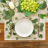 Artoid Mode Cloisonne Clover Round St. Patrick’s Day Placemats Set of 4, 14 Inch Seasonal Spring Shamrocks Table Mats for Kitchen Dining Decoration(Beige)