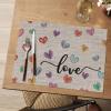 Artoid Mode Colorful Hearts Vinyl Valentines Placemats Set of 4, 12×18 Inch Mother’s Day Washable Heat Resistant Plastic Place Mats for Party Dining Table Decor