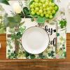 Artoid Mode Cross Shamrocks St. Patrick’s Day Placemats Set of 4, 12×18 Inch Seasonal Spring Floral Table Mats for Party Kitchen Dining Decoration