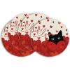 Artoid Mode Hello Love Heart Cat Valentine Placemats Set of 4, 12×18 Inch Wedding Anniversary Table Mats for Party Kitchen Dining Decoration(Red)