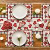 Artoid Mode Kiss Gnomes Valentine Placemats Set of 4, 12×18 Inch Wedding Anniversary Table Mats for Party Kitchen Dining Decoration(Black/Beige)