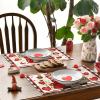 Artoid Mode Kiss Gnomes Valentine Placemats Set of 4, 12×18 Inch Wedding Anniversary Table Mats for Party Kitchen Dining Decoration(Black/Beige)