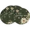 Artoid Mode Olive Green Hello Spring Daisy Flowers Spring Placemats Set of 4, 12×18 Inch Seasonal Holiday Table Mats for Party Kitchen Dining Decoration(Green)