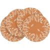 Artoid Mode Pink Leaves Vinyl Round Placemats Set of 4, 14 Inch Washable Non-Slip Heat Resistant Woven Plastic Spring Table Mats for Party Kitchen Dining Decor(Orange)