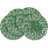 Artoid Mode Pink Leaves Vinyl Round Placemats Set of 4, 14 Inch Washable Non-Slip Heat Resistant Woven Plastic Spring Table Mats for Party Kitchen Dining Decor(Dark Green)