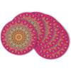 Artoid Mode Pink Yellow Mandala Round Placemats Set of 4,14 Inch Seasonal Spring Table Mats for Party Kitchen Dining Decoration(Pink)