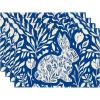 Artoid Mode Blue Bunny Rabbit Wild Weeds Easter Placemats Set of 4, 12×18 Inch Spring Table Mats for Outdoor Home Party Kitchen Dining Decor(Blue)