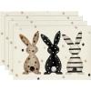 Artoid Mode Bunny Rabbit Easter Placemats Set of 4, 12×18 Inch Seasonal Spring Holiday Table Mats for Party Kitchen Dining Decoration
