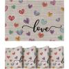 Artoid Mode Colorful Hearts Vinyl Valentines Placemats Set of 4, 12×18 Inch Mother’s Day Washable Heat Resistant Plastic Place Mats for Party Dining Table Decor