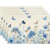 Artoid Mode Hydrangea Wildflowers Spring Placemats Set of 4, 12×18 Inch Seasonal Summer Holiday Table Mats for Party Kitchen Dining Decoration