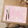 Artoid Mode Pink Leaves Vinyl Round Placemats Set of 4, 14 Inch Washable Non-Slip Heat Resistant Woven Plastic Spring Table Mats for Party Kitchen Dining Decor(Pink)