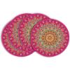 Artoid Mode Pink Yellow Mandala Round Placemats Set of 4,14 Inch Seasonal Spring Table Mats for Party Kitchen Dining Decoration(Pink)
