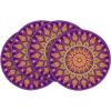 Artoid Mode Pink Yellow Mandala Round Placemats Set of 4,14 Inch Seasonal Spring Table Mats for Party Kitchen Dining Decoration(Purple/Yellow)
