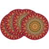 Artoid Mode Pink Yellow Mandala Round Placemats Set of 4,14 Inch Seasonal Spring Table Mats for Party Kitchen Dining Decoration(Red)