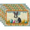 Artoid Mode Rabbit Bunny Eggs Carrot Easter Placemats Set of 4, 12×18 Inch Seasonal Spring Holiday Table Mats for Party Kitchen Dining Decoration