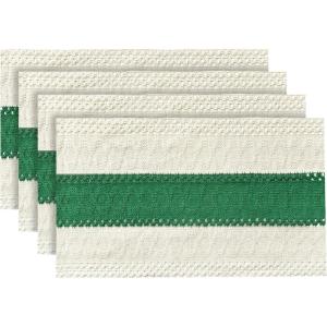 Artoid Mode Burlap Brown Farmhouse Rustic Placemats Set of 4,12×18 Inch Seasonal Holiday Hollow Table Mats Party Kitchen Dining Decoration(Dark Green)