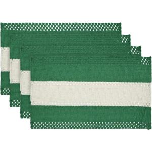 Artoid Mode Burlap Brown Farmhouse Rustic Placemats Set of 4,12×18 Inch Seasonal Holiday Hollow Table Mats Party Kitchen Dining Decoration(Dark Green1)