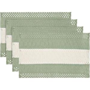 Artoid Mode Burlap Brown Farmhouse Rustic Placemats Set of 4,12×18 Inch Seasonal Holiday Hollow Table Mats Party Kitchen Dining Decoration(Light Green1)