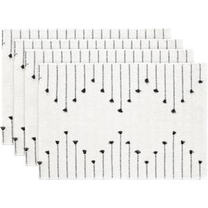 Artoid Mode Light Grey Farmhouse Woven Rustic Placemats Set of 4,12×18 Seasonal Holiday Macrame Burlap Kitchen Dining Table Decoration for Home Party Decor(Black)