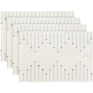 Artoid Mode Light Grey Farmhouse Woven Rustic Placemats Set of 4,12×18 Seasonal Holiday Macrame Burlap Kitchen Dining Table Decoration for Home Party Decor(Light Grey)