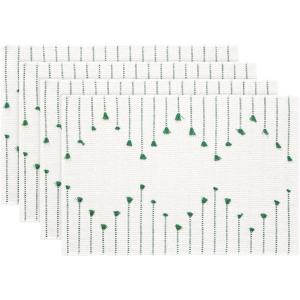Artoid Mode Light Grey Farmhouse Woven Rustic Placemats Set of 4,12×18 Seasonal Holiday Macrame Burlap Kitchen Dining Table Decoration for Home Party Decor(Dark Green)