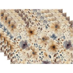 Artoid Mode Poppy Floral Spring Placemats Set of 4, 12×18 Inch Seasonal Summer Holiday Table Mats for Party Kitchen Dining Decoration