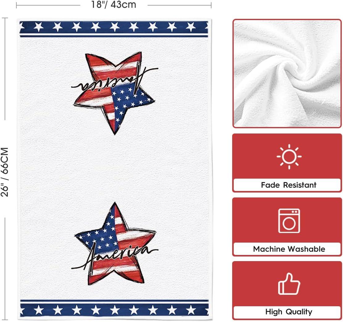 image:imageArtoid Mode American Flag Stars 4th of July Kitchen Towels Dish Towels 18x26 Inch Patriotic Memorial Day Decoration Hand Towels Set of 2