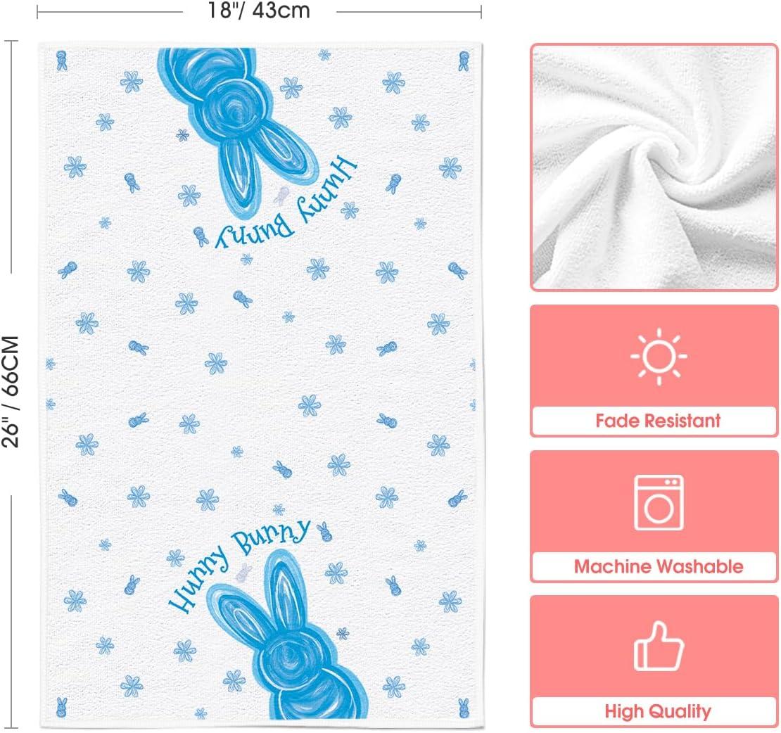 image:imageArtoid Mode Beige Rabbit Flowers Bless Our Home Happy Easter Spring Kitchen Towels Dish Towels 18x26 Inch Farmhouse Summer Decoration Cleaning Set of 4Blue