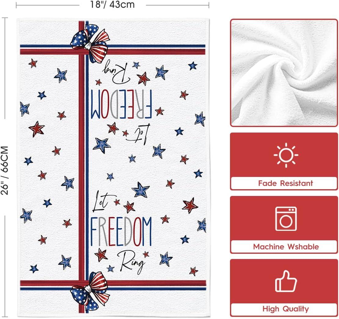 image:imageArtoid Mode Stripes American Flag Vase Windmill 4th of July Kitchen Towels Dish Towels 18x26 Inch Patriotic Memorial Day Decor Hand Towels Set of 4