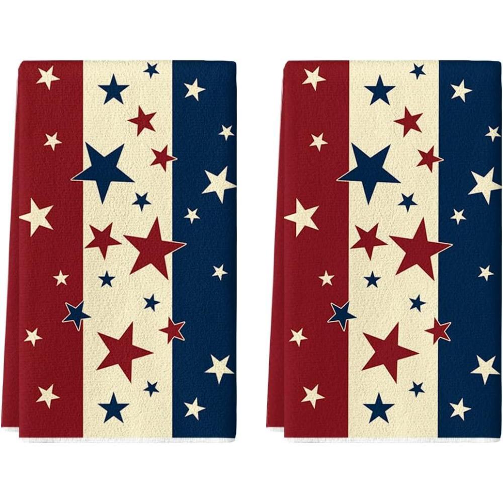 image:imageArtoid Mode Stripes Stars America Patriotic 4th of July Kitchen Towels Dish Towels 18x26 Inch Farmhouse Memorial Day Decoration Hand Towels Set of 2