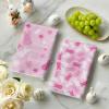 Artoid Mode Beige Rabbit Flowers Bless Our Home Happy Easter Spring Kitchen Towels Dish Towels, 18×26 Inch Farmhouse Summer Decoration Cleaning Set of 4(Pink)