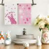 Artoid Mode Beige Rabbit Flowers Bless Our Home Happy Easter Spring Kitchen Towels Dish Towels, 18×26 Inch Farmhouse Summer Decoration Cleaning Set of 4(Pink)