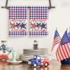 Artoid Mode Blue Red Buffalo Plaid Stars Patriotic 4th of July Kitchen Towels Dish Towels, 18×26 Inch Memorial Day Decoration Hand Towels Set of 2(Red/Blue)