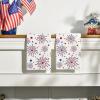 Artoid Mode Fireworks Stars Patriotic 4th of July Kitchen Towels Dish Towels, 18×26 Inch Farmhouse Memorial Day Decoration Hand Towels Set of 2(Beige)