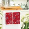 Artoid Mode Fireworks Stars Patriotic 4th of July Kitchen Towels Dish Towels, 18×26 Inch Farmhouse Memorial Day Decoration Hand Towels Set of 2(Red)