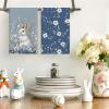 Artoid Mode Pink Rabbit Bunny Eggs Happy Easter Flowers Kitchen Towels Dish Towels, 18×26 Inch Seasonal Spring Decoration Cleaning Set of 4(Blue)