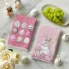 Artoid Mode Pink Rabbit Bunny Eggs Happy Easter Flowers Kitchen Towels Dish Towels, 18×26 Inch Seasonal Spring Decoration Cleaning Set of 4(Pink)