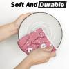 Artoid Mode Pink Rabbit Bunny Eggs Happy Easter Flowers Kitchen Towels Dish Towels, 18×26 Inch Seasonal Spring Decoration Cleaning Set of 4(Pink)