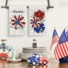 Artoid Mode Red Daisy America Patriotic 4th of July Kitchen Towels Dish Towels, 18×26 Inch Eucalyptus Memorial Day Decoration Hand Towels Set of 2